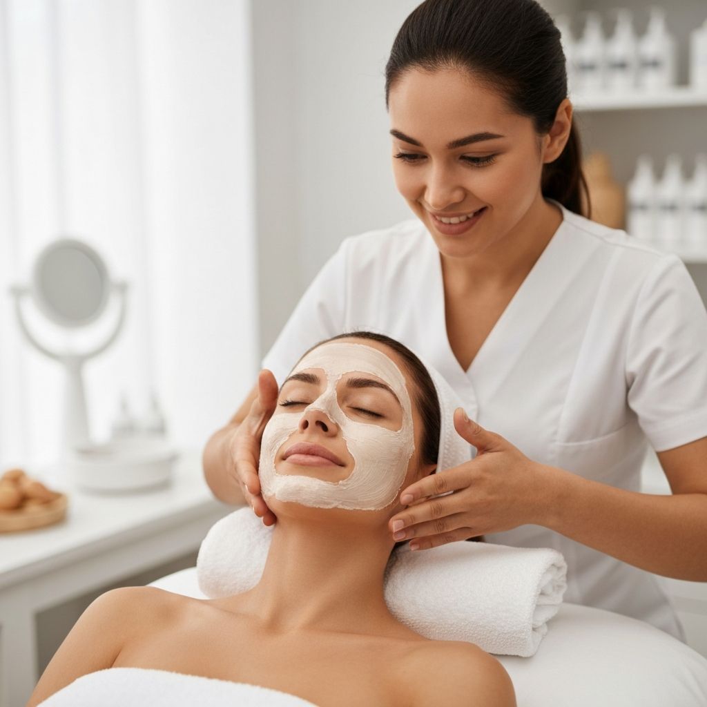 Facial treatment in progress